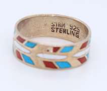 Vintage 925 Sterling Silver Turquoise Band