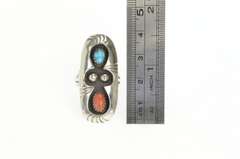 Sterling Silver Phillip White Ntv. American Coral Turquoise Ring