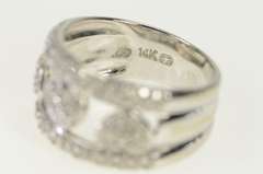 14K White Gold Pave Diamond Heart Love Symbol Band Ring