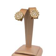 3.75 CARATS!14K YELLOW GOLD STUD EARRINGS WITH PAVE DIAMONDS