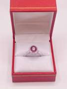 18KT SOLID WHITE GOLD, RUBY, & DIAMOND RING
