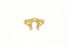 14K Yellow Gold Horse Shoe Diamond Cut Good Luck Lucky Ring