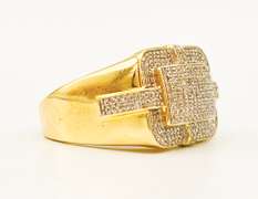 14kt Solid Yellow Gold & Diamond Men's Ring