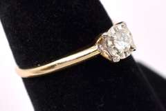 Solitaire Diamond Ring In 14K Yellow Gold