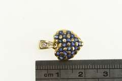 14K Yellow Gold Pave Sapphire Diamond Heart Love Symbol Pendant