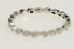 14K White Gold Ornate Scalloped Diamond Wedding Band Ring