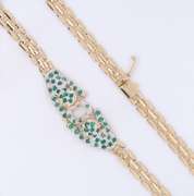 Graceful Emerald with Diamond Panther Necklace on Panther Link Chain