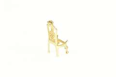 14K Yellow Gold 3D Ornate Dining Chair Seat Furniture Charm/Pendant