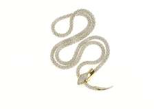 14K White Gold 0.16 Ctw Diamond Ruby Eye Snake Lavalier Necklace