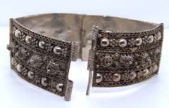 Vintage 925 Sterling Silver Filigree Wide Bracelet