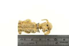 18K Yellow Gold 1960's Diamond Bow Tie Dog Pooch Pet Pin/Brooch