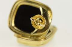 10K Yellow Gold Squared Black Onyx Inlay Statement Stud Earrings