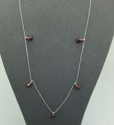 14K WHITE GOLD GARNET STATION NECKLACE
