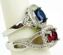 2 Sterling Silver Gemstone Halo Rings