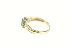 14K Yellow Gold Marquise Emerald Diamond Halo Bypass Ring
