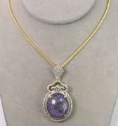 Dazzling Massive 45.00CTS Oval Cabochon-Cut Ruby and Approx. 2.25CTW White Sapphire Pendant Necklace