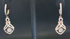 ELEGANT 1.79 CARATS T.W. 14K ROSE GOLD DIAMOND DROP EARRINGS