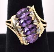 Ravishing Purple Amethyst Ring In 14K Yellow Gold
