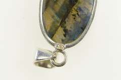 Sterling Silver Oval Labradorite Cabochon Statement Pendant