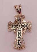 14kt Solid Yellow Gold & Onyx Cross Pendant
