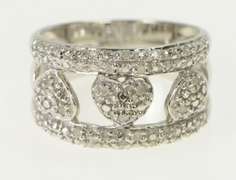 14K White Gold Pave Diamond Heart Love Symbol Band Ring