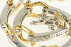 14K Yellow Gold Two Tone Bar Greek Omega Link CZ Tennis Bracelet