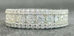LADIES 14K WHITE GOLD THREEE ROW CHANNEL SET ROUND DIAMOND 1.48 CARATS T.W. WEDDING BAND