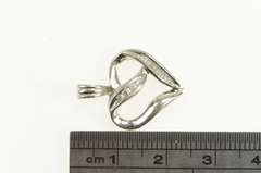 10K White Gold Classic Diamond Heart Love Symbol Curvy Pendant