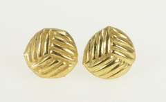 14K Yellow Gold Volleyball Sport High Relief Simple Stud Earrings