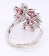 Attractive Marquoise Ruby and Diamond Spray Ring