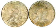 Two Different Peace Silver Dollars: 1922 & 1923