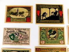 9 Foreign Paper Bills, All 1920's