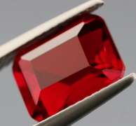 Emerald cut created 2.72ct Cherry Red Ruby