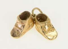 14K Yellow Gold 3D Baby Shoe Bootie Sneaker Vintage Charm/Pendant