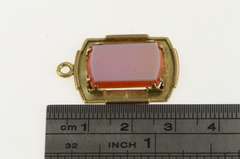 14K Yellow Gold Victorian Ornate Carnelian Squared Statement Pendant