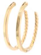 Polished Ribbed Oval Hoop Earrings in 18K