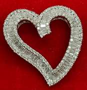 14K WHITE GOLD DIAMOND HEART PENDANT 5.00 CARATS