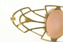 10K Yellow Gold Victorian Coral Cameo Seed Pearl Ornate Pin/Brooch