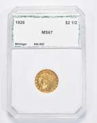 MS67 1926 $2.50 Indian Head Gold Quarter Eagle - Graded PCI