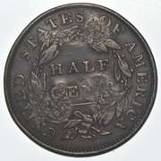 1834 Classic Head Half Cent - Counterstamped HF