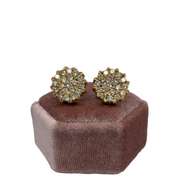 3.75 CARATS!14K YELLOW GOLD STUD EARRINGS WITH PAVE DIAMONDS
