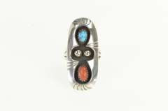Sterling Silver Phillip White Ntv. American Coral Turquoise Ring