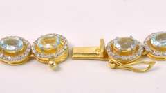 Blindingly Sparkling 36.00CTW Oval-Cut Faceted Sky Blue Topaz & 10.00CTW Diamond Necklace