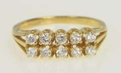 14K Yellow Gold 0.50 Ctw Tiered Diamond Row Wedding Band Ring
