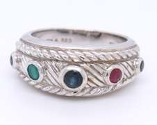 Judith Ripka 925 Sterling Silver Multi Gemstone Band