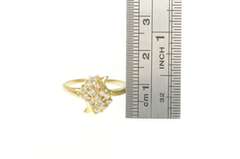 14K Yellow Gold 0.25 Ctw Diamond Wavy Cluster Bypass Ring