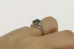 14K White Gold Oval Tourmaline Diamond Cluster Statement Ring