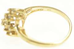 14K Yellow Gold 0.25 Ctw Diamond Wavy Cluster Bypass Ring