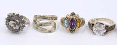 Group Lot of 11 Vintage 925 Sterling Silver Rings