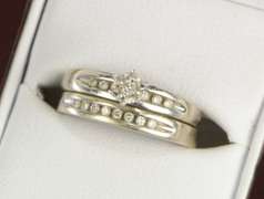 10K White Gold 1940's Diamond Classic Engagement Bridal Set Ring